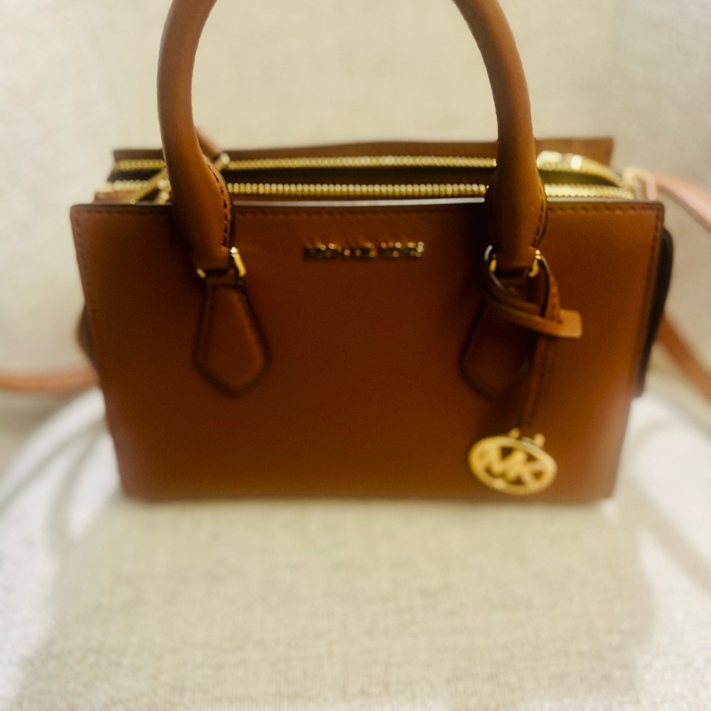 Michael Kors Camel Tan Small Satchel with Gold Accents